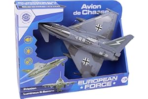 EUROPEAN FORCE - Avion de Chasse - Véhicules À Friction - 021171 - Gris - Plastique - Militaire - Jouet Enfant - Véhicules d'Interventions - 26 cm x 20 cm - À Partir de 3 Ans
