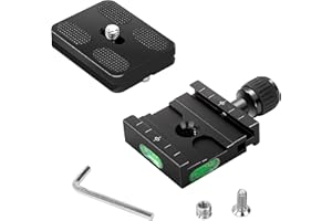 BAIMUNI Piastra a Sgancio Rapido da 50 mm, Morsetto Quick Release Plate con Livella a Bolla, Vite da 1/4-3/8 Adattatore, Compatibile con Arca-Swiss, per Fotocamere DSLR, Treppiedi, Monopiede