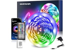 Mexllex LED Strip 5m,LED streifen mit App-Fernbedienung, RGB Musik-sync, Farbwechsel LED lichterkette für Schlafzimmerbeleuchtung,Room,Küche,Party