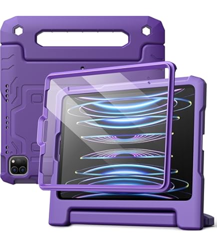 Nomfy Kinderhoes Voor IPad Air 2025 (11 Inch) - Schokbestendige Tablethoes Met Handvat - Paars