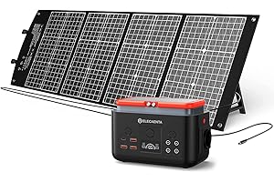 ELECAENTA Estación de Energía Portátil 200Wh con Cargador Solar Portátil 120W, Acumulador Portatil Energía LiFePO4 Batería de Reserva para Camping y Emergencia