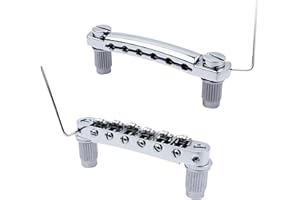 Guyker Guitar Tune-O-Matic Bridge and Stop Bar Tailpiece Combo Zamiennik Kompatybilny z LP SG EPI 6-strunową gitarą elektryczną (GS001 + GM005, chrom)
