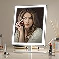 Amdelne Vanity Mirror With Lights, Hollywood Vanity Dressing Table 12in Mirror With Light 3 Color, Desk Mirror With Led Vanity Make up With Smart Touch Control, Gift For Teen Girl/Women (White)