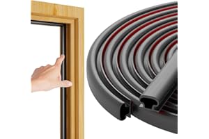 Ormein 7M Weather Stripping Door Seal Strip, D-Shape Self-Adhesive Rubber Window Seal Strip, Draught Excluder for Doors Windows Frame Insulation, Door Insulation Strip for 2.5-5.5mm Gaps, Black