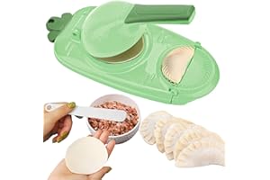PIPIHOME 2 w 1 Maszyna do pierogów, ręczna prasa do ciasta, kuchnia, narzędzie do robienia pierogów, ręczny artefakt do wykrawania ciast owocowych Wontons (zielony)