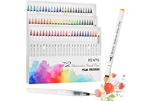 KEMYR 75 Teiliges Aquarellstifte Set,72 Lebendige Aquarell-Pinselstifte und 3 Wasserpinsel Stifte,Echte Pinselspitzen mit Flexiblen Nylonspitzen für Aquarellmalerei und Kalligraphie