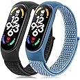 VANCLE 2 Pack Nylon Strap Compatible with Mi Band 7 6 5 &Amazfit Band 5 Soft Breathable Comfortable Adjustable Colorful Sports Replacement Band for Mi Band 7 6 5 (NFC) for Men Women