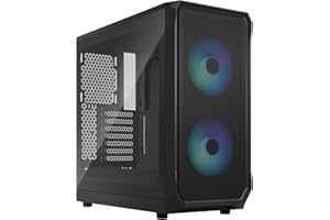 Fractal Design Focus 2 RGB Black - Tempered Glass Clear Tint - Mesh Front – Two 140 mm RGB Aspect Fans Included - ATX Gaming Case