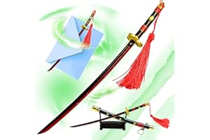 SWORDS AND MORE One Piece - Zoro Enma Ouvre-lettres avec gaine et support Miniature Katana en acier inoxydable Anime Cadeau pour les fans et les collectionneurs Noir
