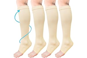 ACWOO Medias de Compresión con la Punta Abierta, 2 Pares 15-20 mmHg Calcetines de Compresión con Punta Abierta, Calcetines de Compresión sin Puntera, para Venas Varicosas, Hinchazón, Edema