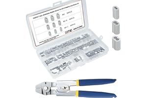 Knpwer 151 szt. zaciskarka do lin stalowych 2,2 mm, 150 szt. aluminiowych podwójnych tulejek zaciskowych