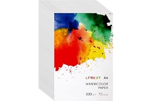 LFBEST Akvarellpapper A6, 70 ark vitt akvarellpapper 300 g/m² | Akvarellblock för gör-det-själv hantverk, akvarellfärger, akr