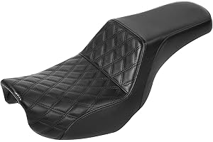 TCMT Sedile conducente e passeggero adatto per Harley Dyna Super Glide Street Bob Wide Glide Fat Bob Low Rider Switchback 2006-2017 (cuciture nere)