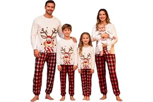 GENERISCH Weihnachtspyjama Familie Set, Weihnachts Pyjama Christmas Schlafanzug Weihnachtsoutfit Family Weihnachtsschlafanzüge Nachtwäsche Weihnachten Matching Pyjamas Couple für Damen Herren Kinder Baby Hund