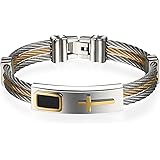 JewelryWe Keramik Armband Mit Kreuz - Edelstahl Armreif Für Herren Und Damen