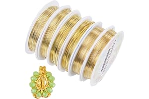 SUNNYCLUE 58M Fil de Perles en Cuivre Doré 0.3/0.4/0.5/0.6/0.8/1mm - Fil Métallique Pliable pour la Fabrication de Bijoux et Artisanat