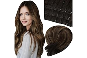 ‎LAAVOO LaaVoo Micro Beads Echthaar Extensions Braun Ombre Micro EZE Weft Remy Echthaar 12Zoll Width 50g Micro Tressen Extensions Dunkelbraun Balayage Hellbraun #2/8/2 40cm