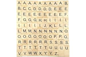 CONGGUAN 100 Pieces Scrabble Letters for Crafts Wood Letter Tile Wooden Alphabet Tiles A-Z Capital Wooden Tiles Letters for DIY Craft Gift Decoration Scrapbooking