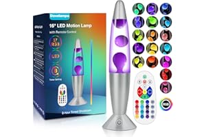 DAVALAMPA 17 Colours Changing Large Liquid Motion Lamps with Remote: 16 Inch Giant LED Night Light for Kids Adults - Relaxing Table lamp Glitter Mood Lighting for Home Room Office Christmas Decor (Purple)