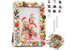 DATIFF Weihnachten Bilderrahmen Bastelset Kinder Weihnachten Holz Fotorahmen Basteln Weihnachten Mosaik DIY Kreativset Weihnachten Holzrahmen Bastelhandwerk Weihnachtsgeschenk für Jungen Mädchen