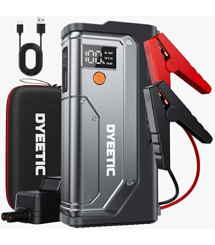 Démarreur De Voiture Et Compresseur D'air 2-en-1 - 8000 A Pic, Batterie 8000 MAh, Pression Max 150 PSI, écran LCD, Recharge Type-C - Pour Véhicules 12V, Pneus, Ballons