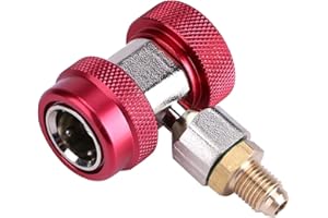 DUOKON Attacco rapido, Adattatore accoppiatore Aria condizionata R134 connettore rapido Aria condizionata Basso/Alto + Nucleo valvola estrattore(Attacco rapido Lato Alto: Rosso)