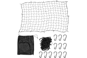 DEDC Rear Cargo Net Adjustable Super Heavy Duty Luggage Bungee Net for Trunk Bed, Jeep, SUV, Trailer, Van Storage Trailer Snowmobile Secure Loads for Pickup Truck Bed with 12PCS Hook 1.2M x 1.8M