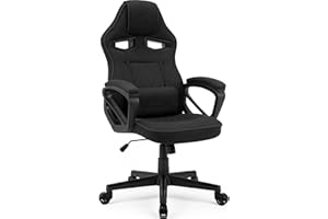 SENSE7 Knight - Fotel Gamingowy Ergonomiczny z Regulowaną Poduszką Lędźwiową, Funkcja Przechylania, Wyściełane Podłokietniki, Materiałowe Krzesło Biurowe do 120 kg