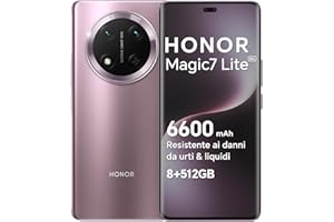 HONOR Magic7 Lite Smartphone 5G Android 14 Dual SIM NFC, 8GB RAM 512GB, 6600 mAh, 6.78 pollici AMOLED Display,Drop/Water/Heat-Resistente,108 MP, esperienza intelligente AI,Titanium Purple