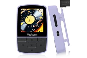 Yoton Lecteur MP3 Baladeur avec Bluetooth 5.2, 64 Go de mémoire, Radio FM, Enregistrement Vocal, contrôle du Volume indépendant, Casque Inclus, Extensible jusqu'à 128 Go de Carte SD, Violet