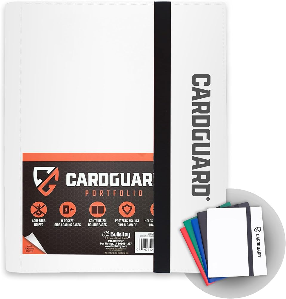 CardGuard Trading Card Pro-Folio, 9 Cepli Yan Yükleme Sayfaları, 360 Kart Tutar, Beyaz