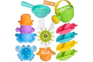 TINTINLODY Baby Bath Toys for 1 2 3 4 Year Olds Toddler Kids - 10PCS Mould Free Water Play Swimming Pool Toys No Mould Watering Can Bath Boats Bath Cups Bath Jug Water Wheel for Children Boys Girls