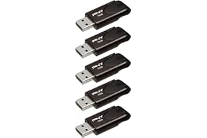 PNY Paquete de 5 Memorias Flash Attaché 4 USB 2.0 con Tapa Deslizante, Negro, 5x16GB