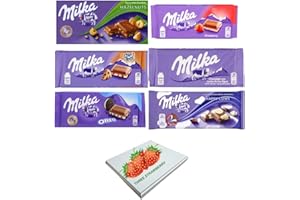 THREE STRAWBERRY LTD Milka Assorted Chocolates 100g Variety Pack 6 Bars