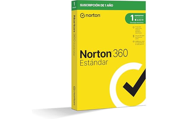 Norton 360 Estándar 2026 - Antivirus Software para 1 Dispositivo, 1 Año, para PC, Mac, Tableta o Smartphone
