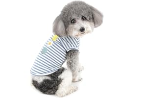 ZUNEA Maglietta per Cani Piccola Taglia Ragazza Ragazzi Morbido Cotone Estate T-Shirt A Righe Cucciolo Vestiti Camicia Canotta Pet Shirts Gatti Abbigliamento Chihuahua Blu S