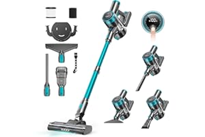 SOKTNEU Akku Staubsauger, 38000PA/400W Staubsauger Kabellos Super Leise mit Smart Display & Anti-Verhedderung-Bürste für Teppich, Hartboden und Tierhaare