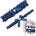 MWOOT Bride Garter Blue for Bride to Be, Elasticated Bridal Wedding Garter (One Size) Wedding Dresses Accessories, Bride to be Wedding Day Gift, Wedding Favour Bride to Be Hen Party Night