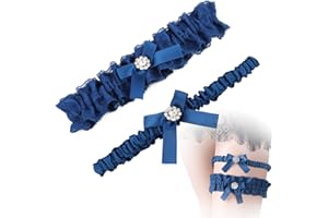 MWOOT Bride Garter Blue for Bride to Be, Elasticated Bridal Wedding Garter (One Size) Wedding Dresses Accessories, Bride to be Wedding Day Gift, Wedding Favour Bride to Be Hen Party Night