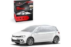 ‎WALSER WALSER Abdeckplane All Weather Basic, Wasserdicht, 100% Wetterfeste Autoabdeckung, Outdoor Halbgarage, Größe M Silber