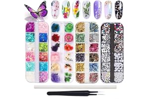 Kalolary paznokcie suszone kwiaty, brokat, brokat do paznokci motyl, aluminiowy brokat do paznokci, zestaw do dekoracji paznokci dla majsterkowiczów