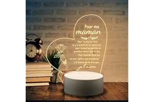 Welsky Cadeau Maman, LED Veilleuse en Acrylique Cadeaux, Cadeau Fete des Meres pour Maman,Cadeau Anniversaire Maman, Cadeau pour Maman Original, Idée Cadeau Maman Noel