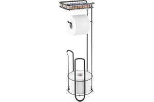 mDesign Distributeur Papier Toilette sans perçage – Le Porte Papier WC pour la Salle de Bains – valet WC Intemporel en métal – Noir Mat