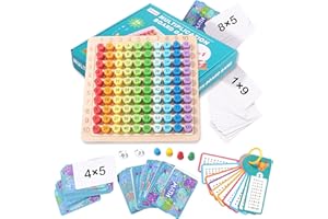 JurciCat 1x1 Einmaleins Lernen Spiel Multiplikationsbrett Multiplikationsbrett für Grundschüler Mathe Spielzeug Multiplikationstafel Mathe Spiele Holzrechenbrett PäDagogisches Montessori Spielzeug
