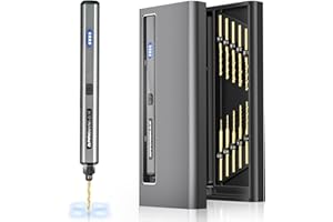 ARROWMAX Mini stylo de perceuse électrique, 13 en 1 avec étui en aluminium, rechargeable, 800 tr/min, kit de perceuse à main, 10 embouts HSS, bricolage, bois, fabrication de bijoux (SDS MINI)