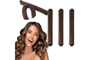 DSTELIN Hitzefreie Lockenstäbe, 3er-Pack Nacht-Lockenstäbe, DIY-Nacht-Lockenstäbe mit Haken für Mädchen mit kurzen und langen Haaren,heat-free curling iron for any hair type. (Brown)