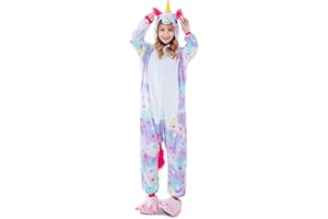 Kauson Unisex Unicorn Pyjamas Onesie Cardboard Animal Cosplay Fancy Dress Costume Warm Lined Body Overall Animal Sleepwear Kigurumi Carnival Halloween Christmas Xmas Pyjamas Sleepwear