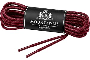 Mount Swiss Lyxiga vattentäta och rivbeständiga runda skosnören Ø 2–3 mm i fin vaxad bomull för att passa med snygg läderkostym och skor I - längder 45–120 cm