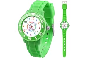 Juboos Reloj analógico para niños, resistente al agua hasta 30 m, piedra de cuarzo para niño y niña, regalo para niños para una fácil lectura y tiempo de estudio