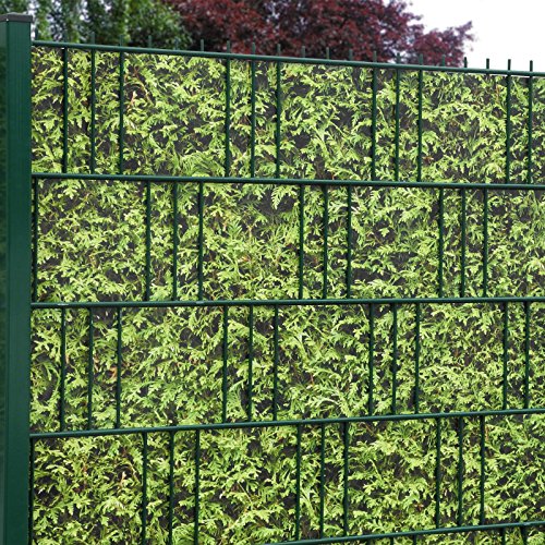 Sichtschutzstreifen / M-tec print® / PVC / Thuja Hecke ✔ für 3 Reihen im Zaunfeld ✔ inkl. 6 Klemmschienen ✔ für Stabmattenzaun ✔ – SIE KAUFEN HIER DIREKT BEIM HERSTELLER – - 3